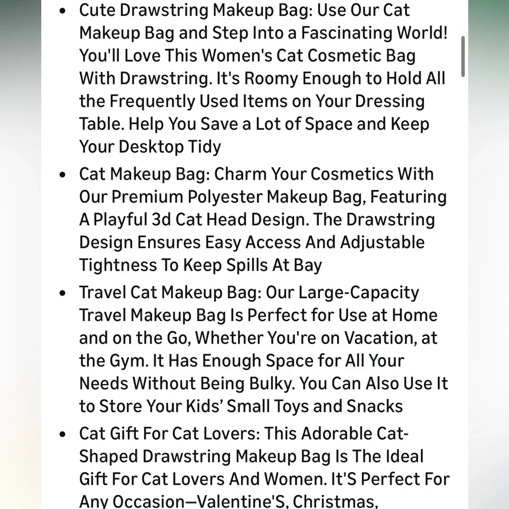 Cat Drawstring Makeup Bag